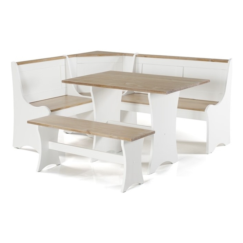 Kingfisher Lane Contemporary Dining Nook Set in Antique White