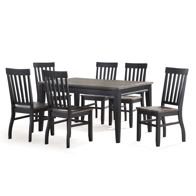 Kingfisher Lane Two-Tone Ebony and Driftwood 7-Piece Dining Set