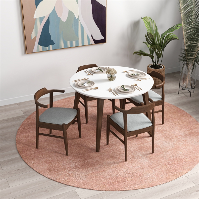 Kingfisher Lane Solid Wood White Dining Room & Kitchen Table & Chairs for 4
