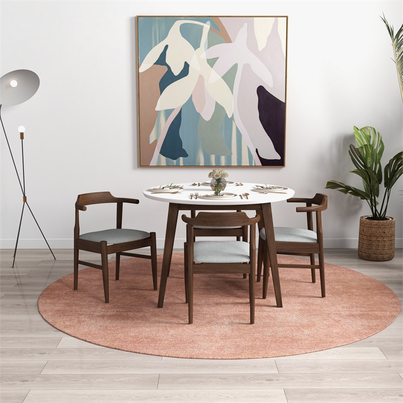 Kingfisher Lane Solid Wood White Dining Room & Kitchen Table & Chairs for 4