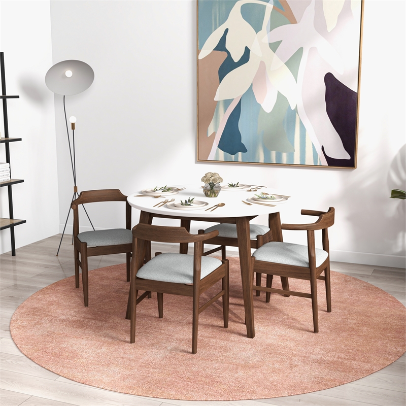 Kingfisher Lane Solid Wood White Dining Room & Kitchen Table & Chairs for 4