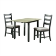 Kingfisher Lane Contemporary 3PC Drop Leaf Dining Set in Black