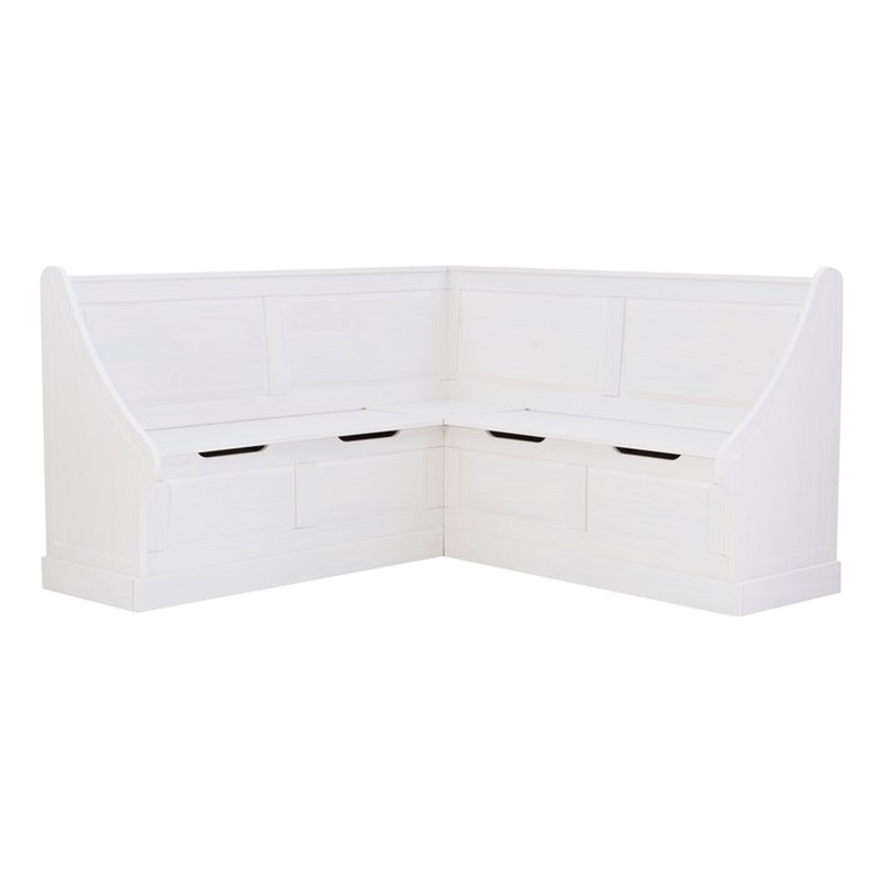 Kingfisher Lane Contemporary Wood Corner Breakfast Nook in White