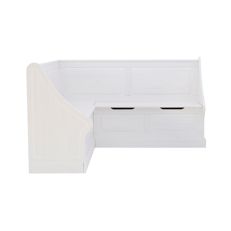 Kingfisher Lane Contemporary Wood Corner Breakfast Nook in White