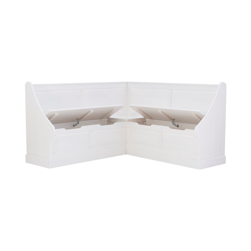 Kingfisher Lane Contemporary Wood Corner Breakfast Nook in White