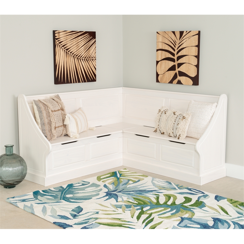 Kingfisher Lane Contemporary Wood Corner Breakfast Nook in White