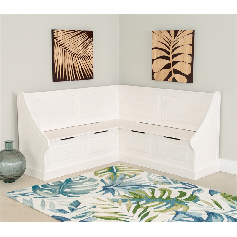 Kingfisher Lane Contemporary Wood Corner Breakfast Nook in White