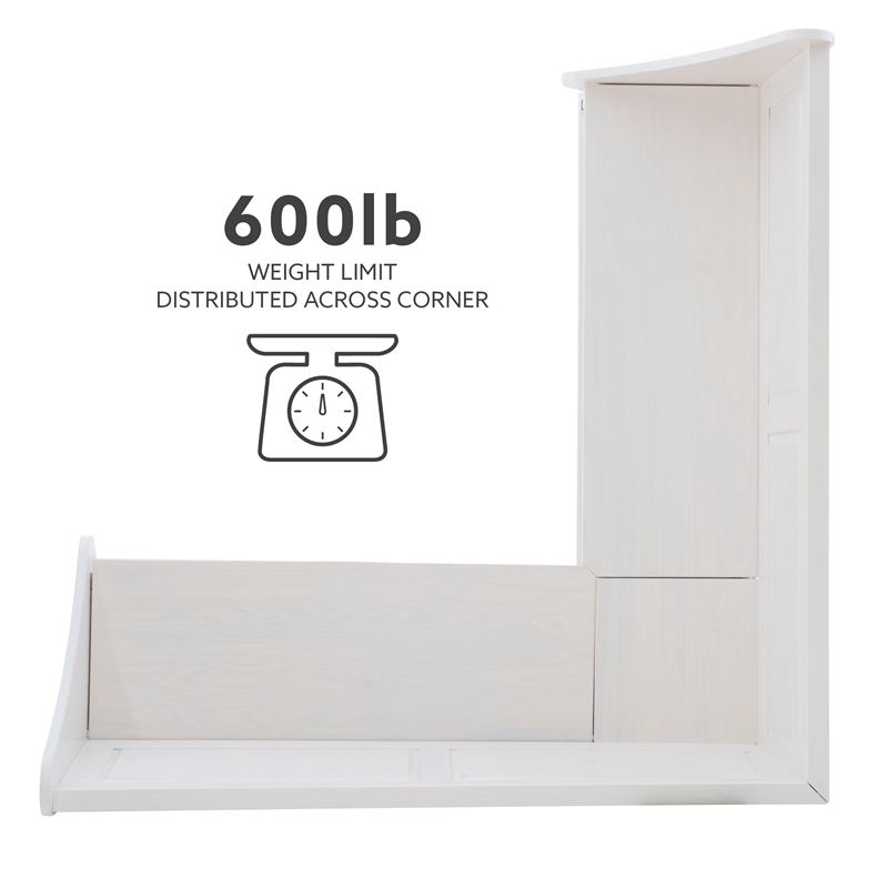 Kingfisher Lane Contemporary Wood Corner Breakfast Nook in White