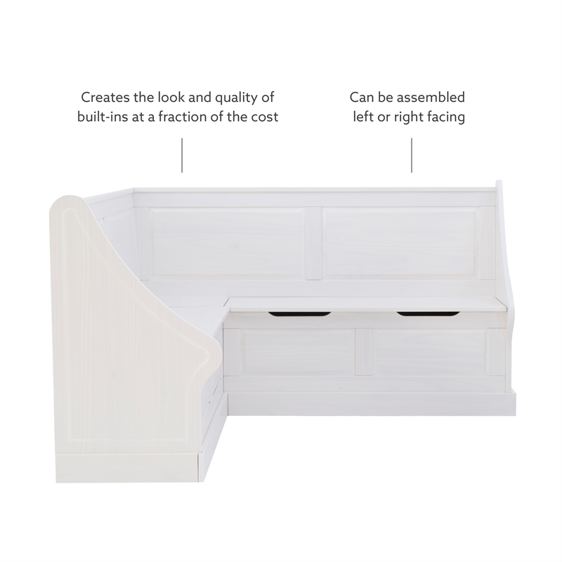 Kingfisher Lane Contemporary Wood Corner Breakfast Nook in White
