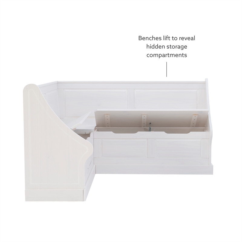 Kingfisher Lane Contemporary Wood Corner Breakfast Nook in White