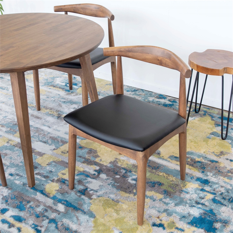 Kingfisher Lane Solid Wood Walnut Dining Room & Kitchen Table & Chair Set of 4