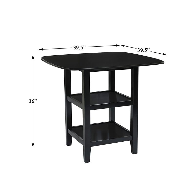 Kingfisher Lane 5 Piece Solid Wood Counter Height Dining Set in Black