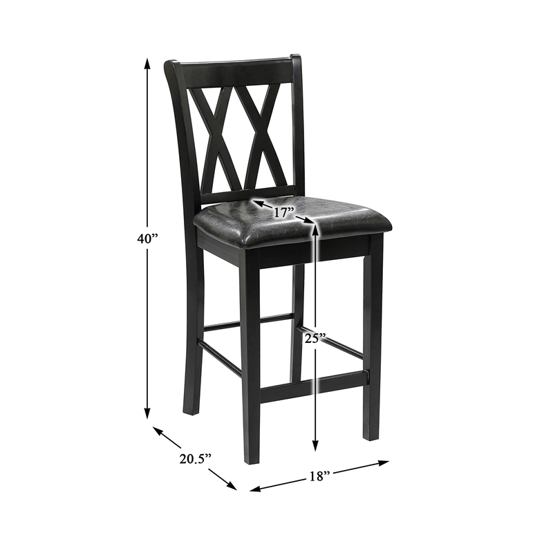 Kingfisher Lane 5 Piece Solid Wood Counter Height Dining Set in Black