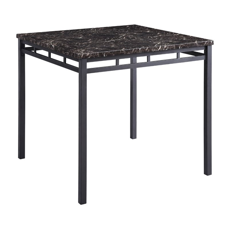 Kingfisher Lane 5 Piece Faux Marble Top Counter Height Dining Set in Black