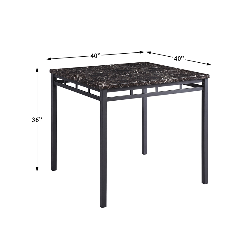 Kingfisher Lane 5 Piece Faux Marble Top Counter Height Dining Set in Black
