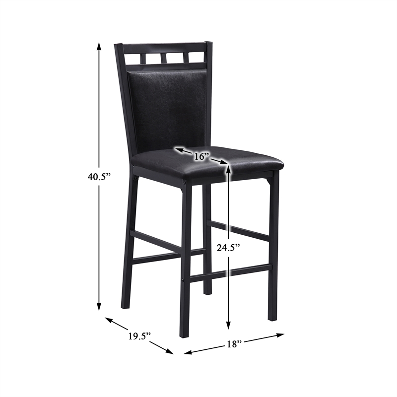 Kingfisher Lane 5 Piece Faux Marble Top Counter Height Dining Set in Black