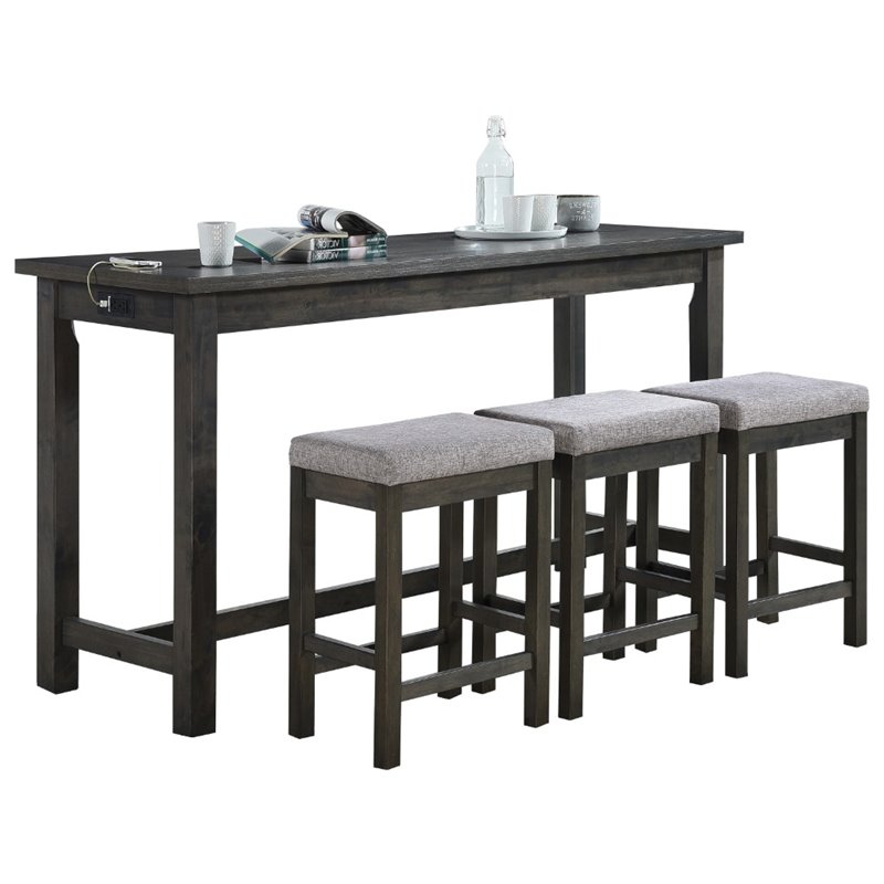 Kingfisher Lane 4 Piece Wood Counter Height Dining Set in Brownish Gray