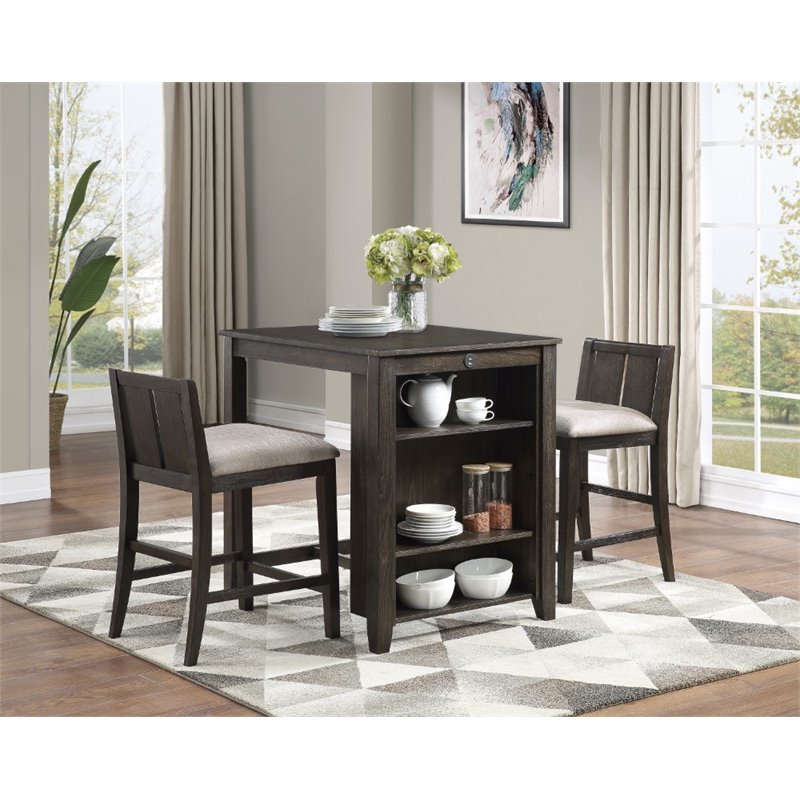 Kingfisher Lane 3 Piece Wood Counter Height Dining Set in Dark Cherry