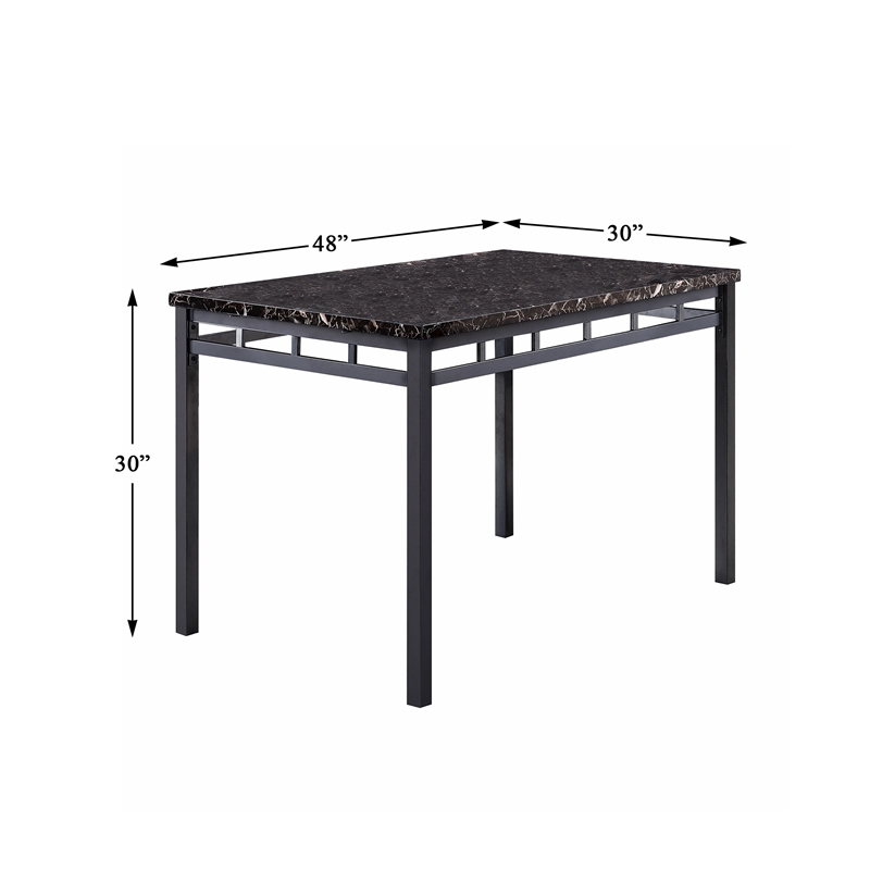Kingfisher Lane Modern 5 Piece Faux Marble Top Dining Set in Black