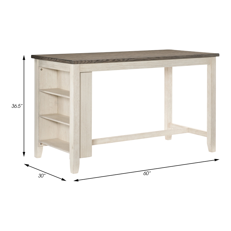 Kingfisher Lane 5-Piece 3-Shelf Wood Counter Height Dining Set in Antique White