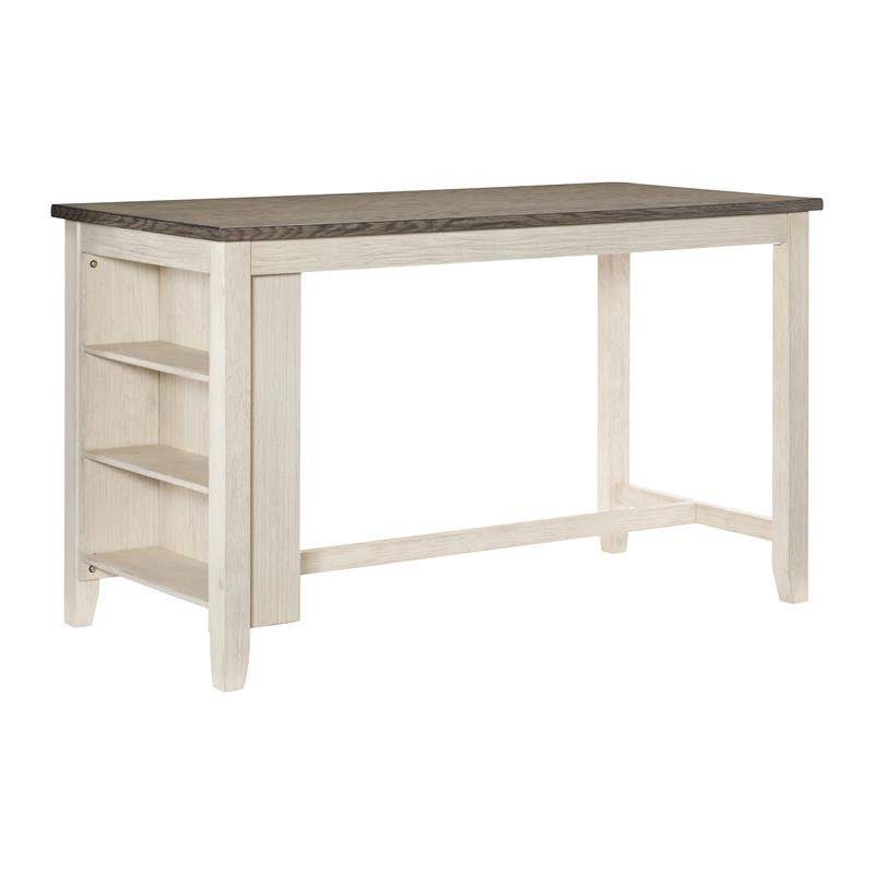 Kingfisher Lane 5-Piece 3-Shelf Wood Counter Height Dining Set in Antique White