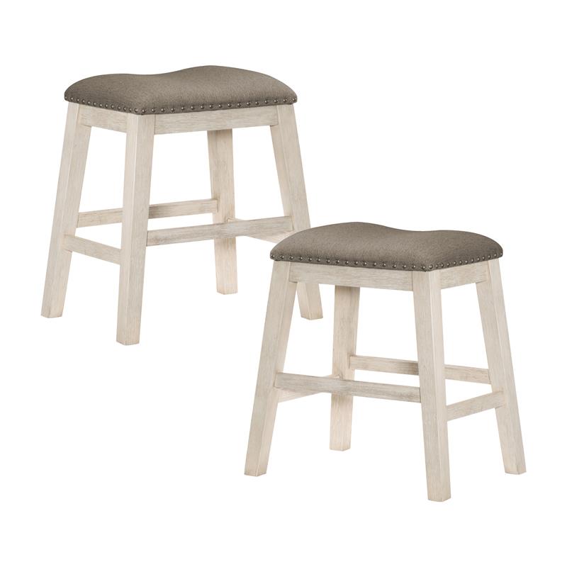 Kingfisher Lane 5-Piece 3-Shelf Wood Counter Height Dining Set in Antique White