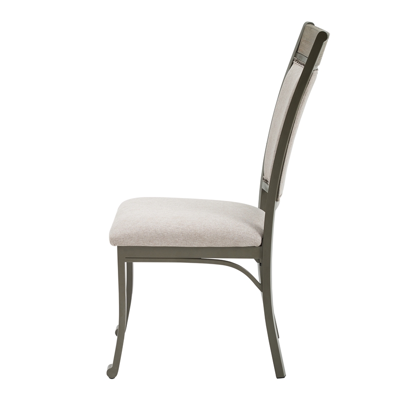 Kingfisher Lane 5 Piece Wood and Steel Upholstered Dining Set in Pewter