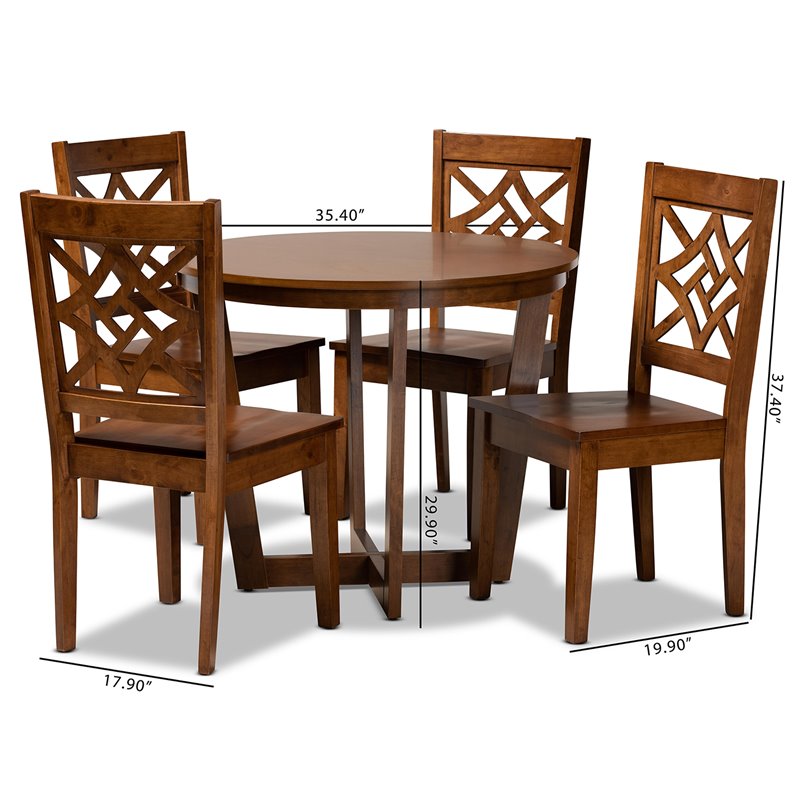 Kingfisher Lane Walnut Brown Finished Wood 5-Piece Dining Set