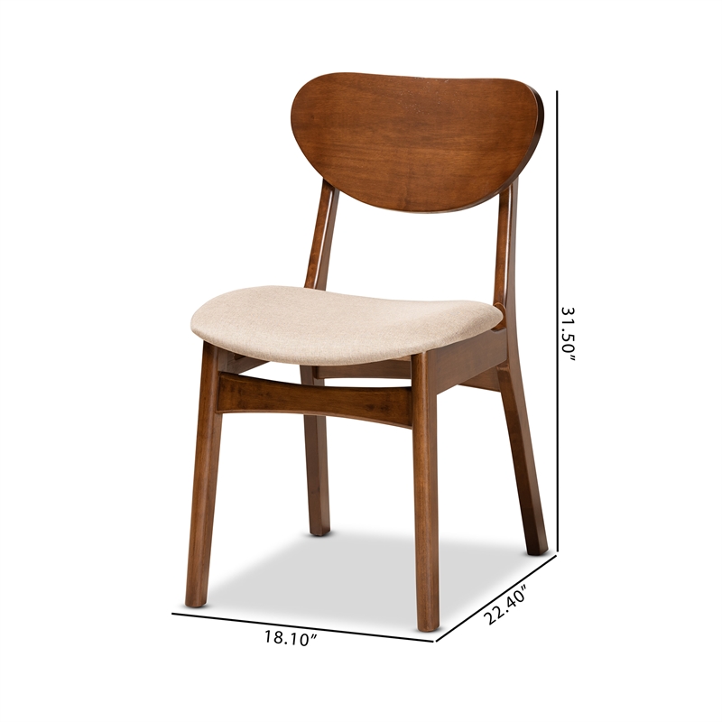 Kingfisher Lane Sand Walnut Brown Finished Wood 2-Piece Dining Chair Set