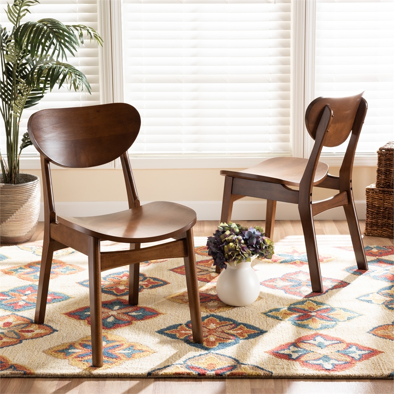 Kingfisher Lane Walnut Brown Finished Wood 2-Piece Dining Chair Set