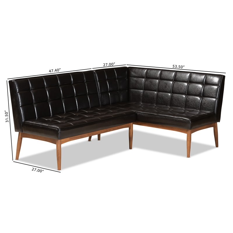 Kingfisher Lane Brown Finished Wood 2-Piece Dining Nook Banquette Set