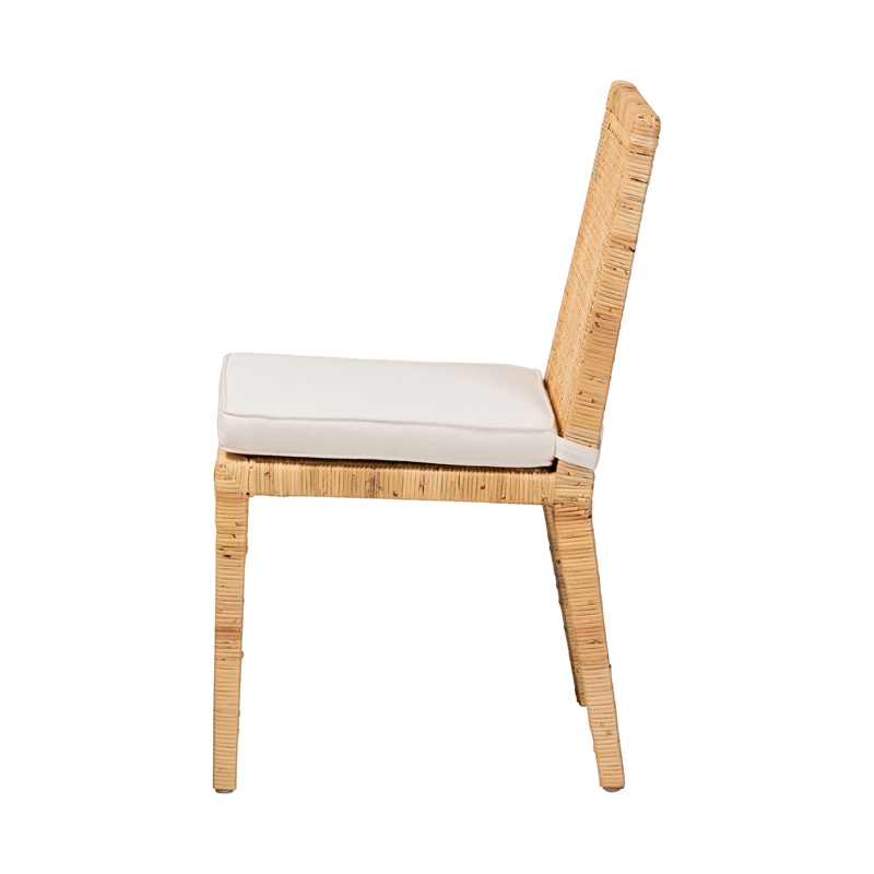 Kingfisher Lane Walnut Finished Wood and Rattan Dining Chair