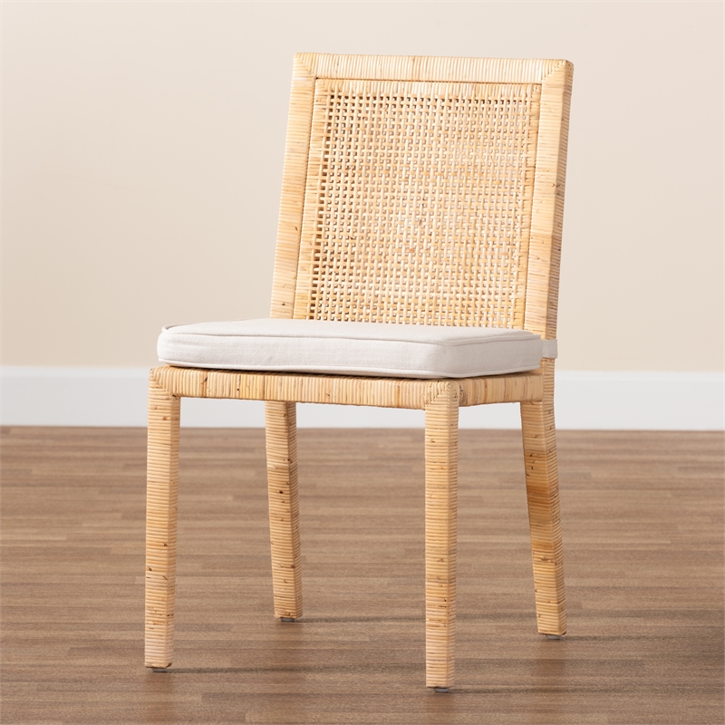Kingfisher Lane Walnut Finished Wood and Rattan Dining Chair