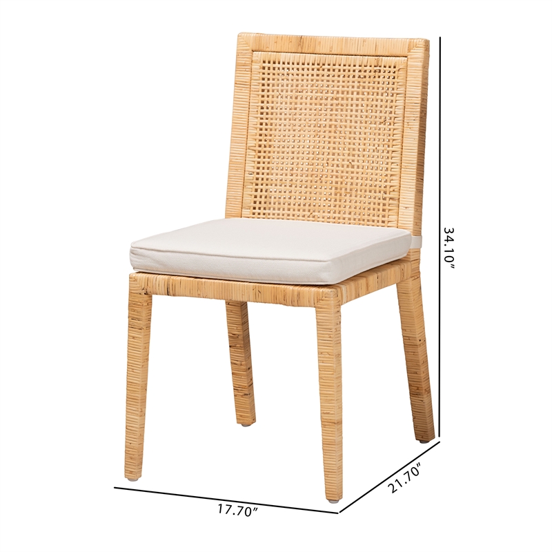 Kingfisher Lane Walnut Finished Wood and Rattan Dining Chair