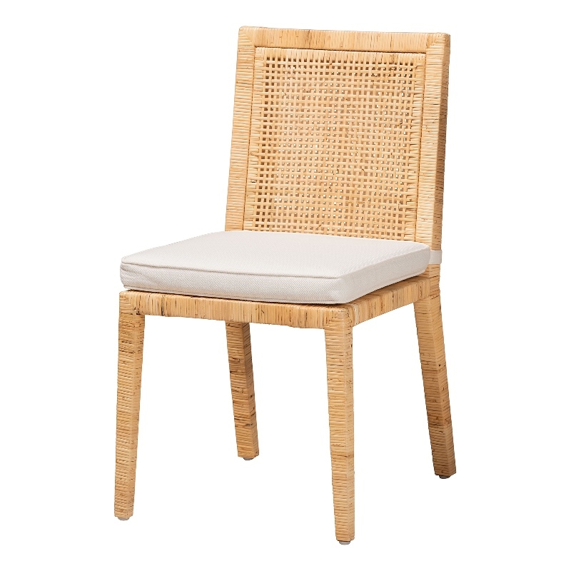 Kingfisher Lane Walnut Finished Wood and Rattan Dining Chair