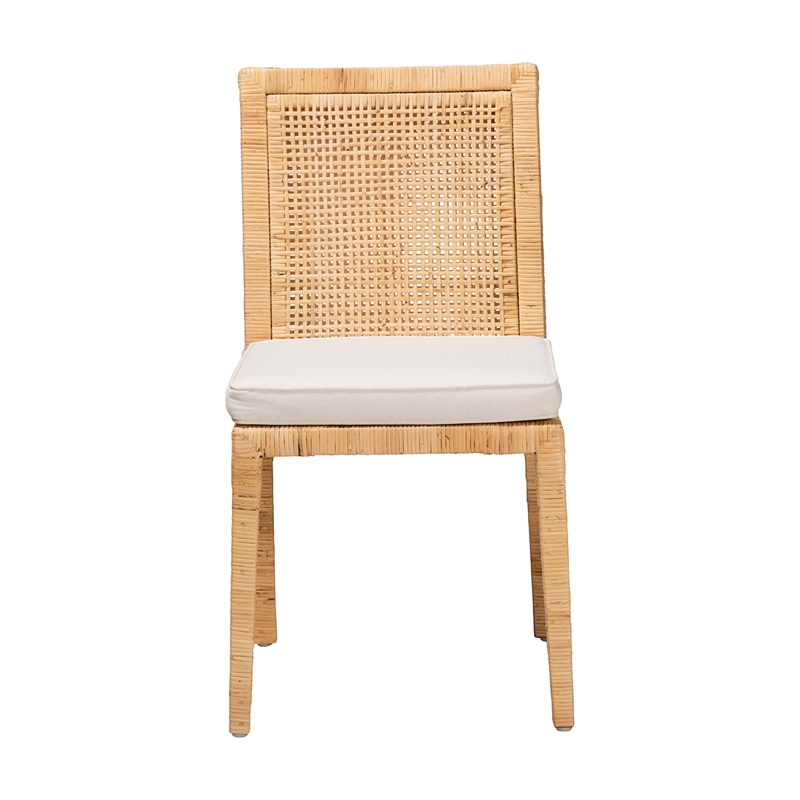 Kingfisher Lane Walnut Finished Wood and Rattan Dining Chair