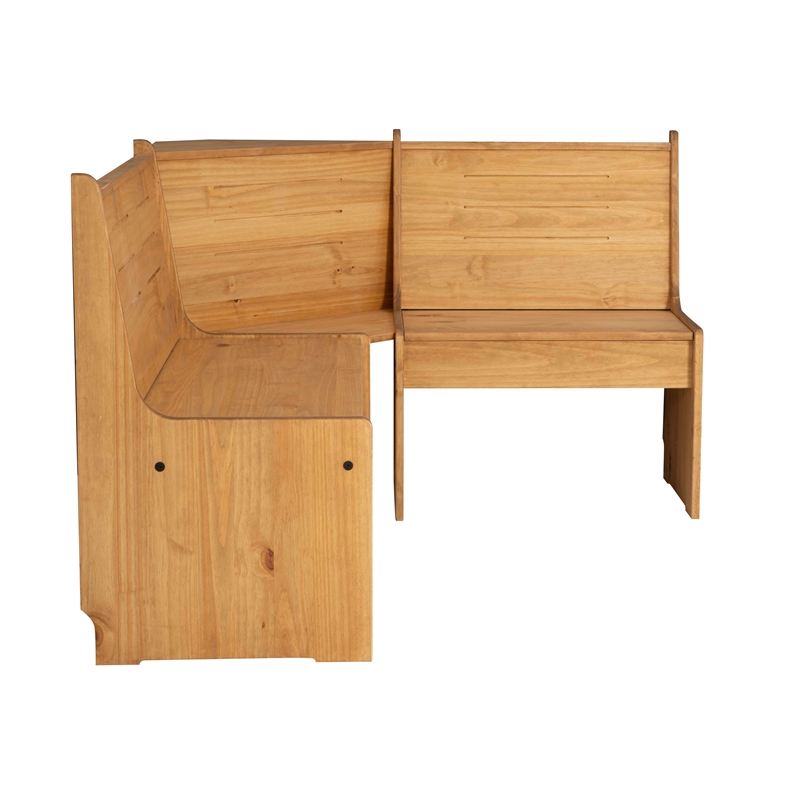 Kingfisher Lane Modern Pine Wood Corner Dining Nook Set in Natural