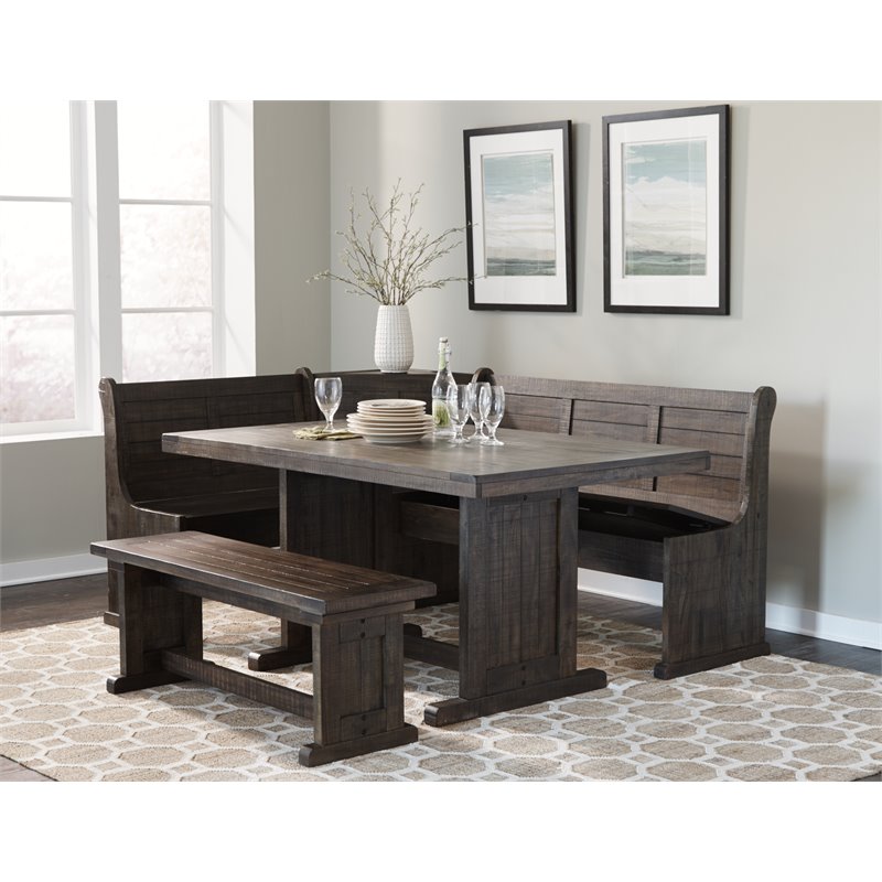 Kingfisher Lane Farmhouse Wood Breakfast Nook Set in Tobacco Leaf