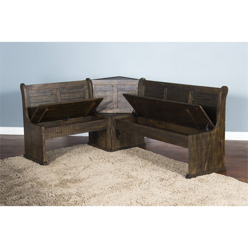 Kingfisher Lane Farmhouse Wood Breakfast Nook Set in Tobacco Leaf