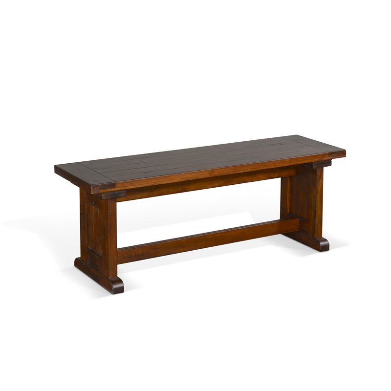 Kingfisher Lane Farmhouse Wood Breakfast Nook Set in Medium Brown