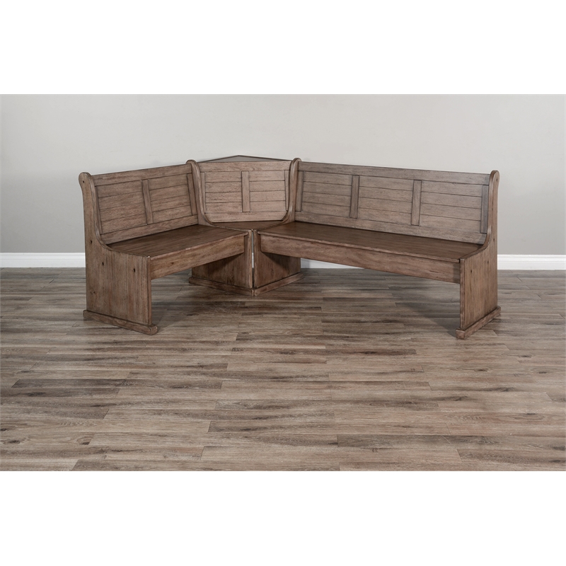 Kingfisher Lane Farmhouse Wood Breakfast Nook Set in Buckskin