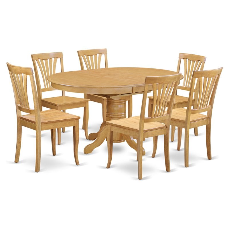 Kingfisher Lane 7-piece Wood Dining Table and Chair Set in Oak