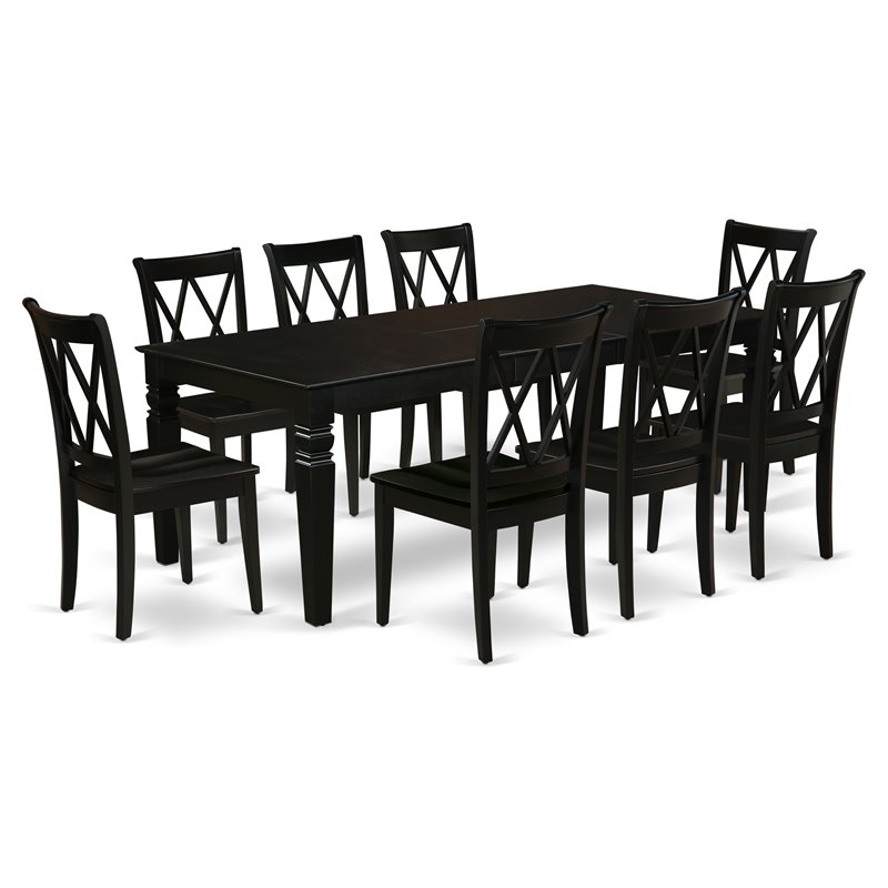 Kingfisher Lane Modern 9-piece Wood Dining Table Set in Black