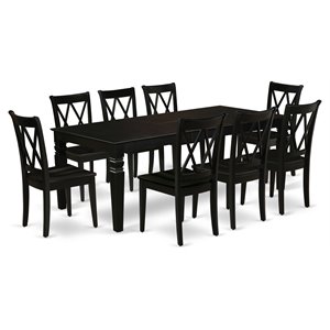 Kingfisher Lane Modern 9-piece Wood Dining Table Set in Black