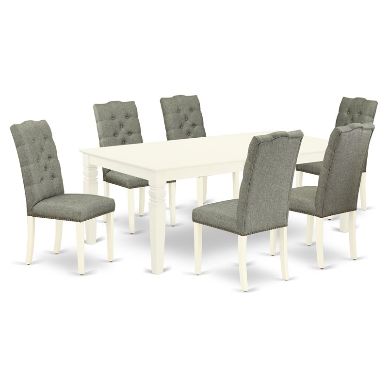 Kingfisher Lane Modern 7-piece Wood Dining Room Set in Linen White