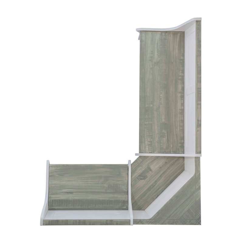 Kingfisher Lane 2 Tone Pine Wood Coastal Corner Dining Nook in Graywash/White