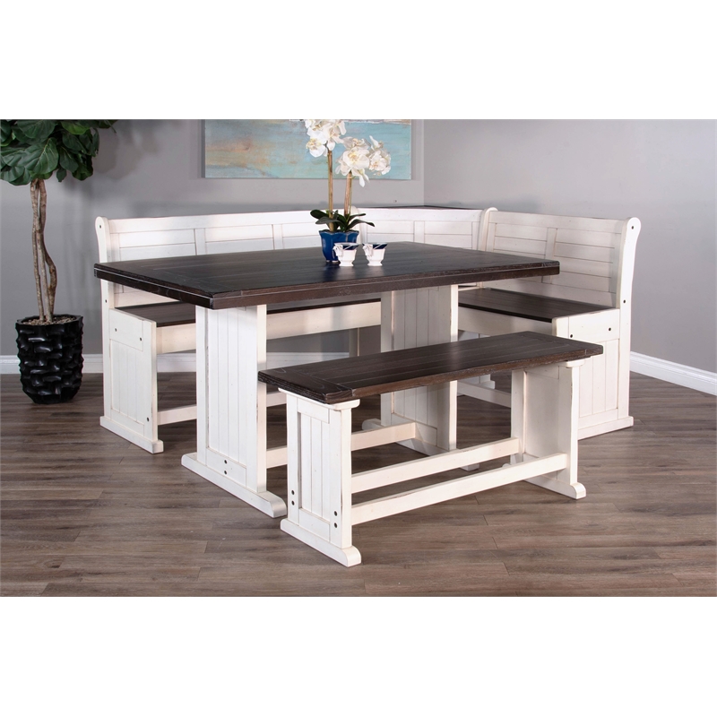 Kingfisher Lane White and Brown Counter Height Breakfast Nook Set
