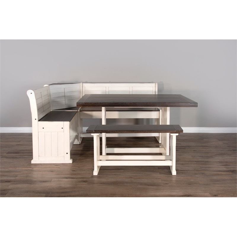 Kingfisher Lane White and Brown Counter Height Breakfast Nook Set