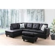 Kingfisher Lane L Shaped Black Couch with Ottoman(Pillows Included) Microfiber