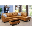 Kingfisher Lane L Shaped Ginger Couch with Ottoman(Pillows Included) Microfiber